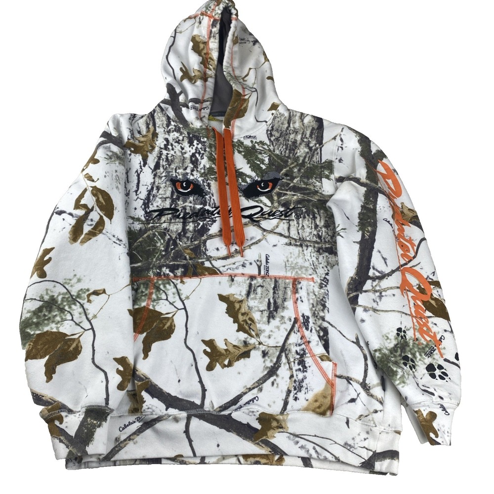 Cabelas Predator Quest Zonz Woodlands Double Sided White Camo Hoodie Mens M READ